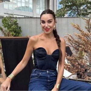 NWOT ZARA ZW BUSTIER WITH CONTRAST TOPSTITCHING